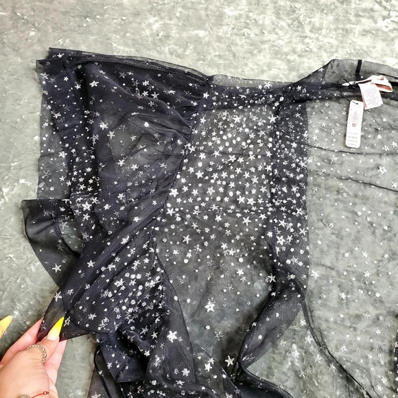 Victoria's Secret Sheer Glitter Star Print Robe - Picture 3 of 4